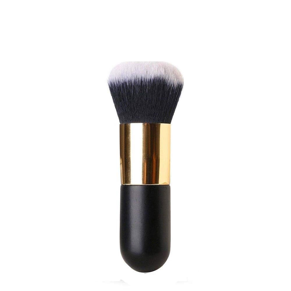 Premium MF Face Powder & Blush Makeup Brush - Large Soft Bristles for Seamless Blending - Black & Gold Handle - Perfect for Foundation, Contouring & Everyday Makeup Application