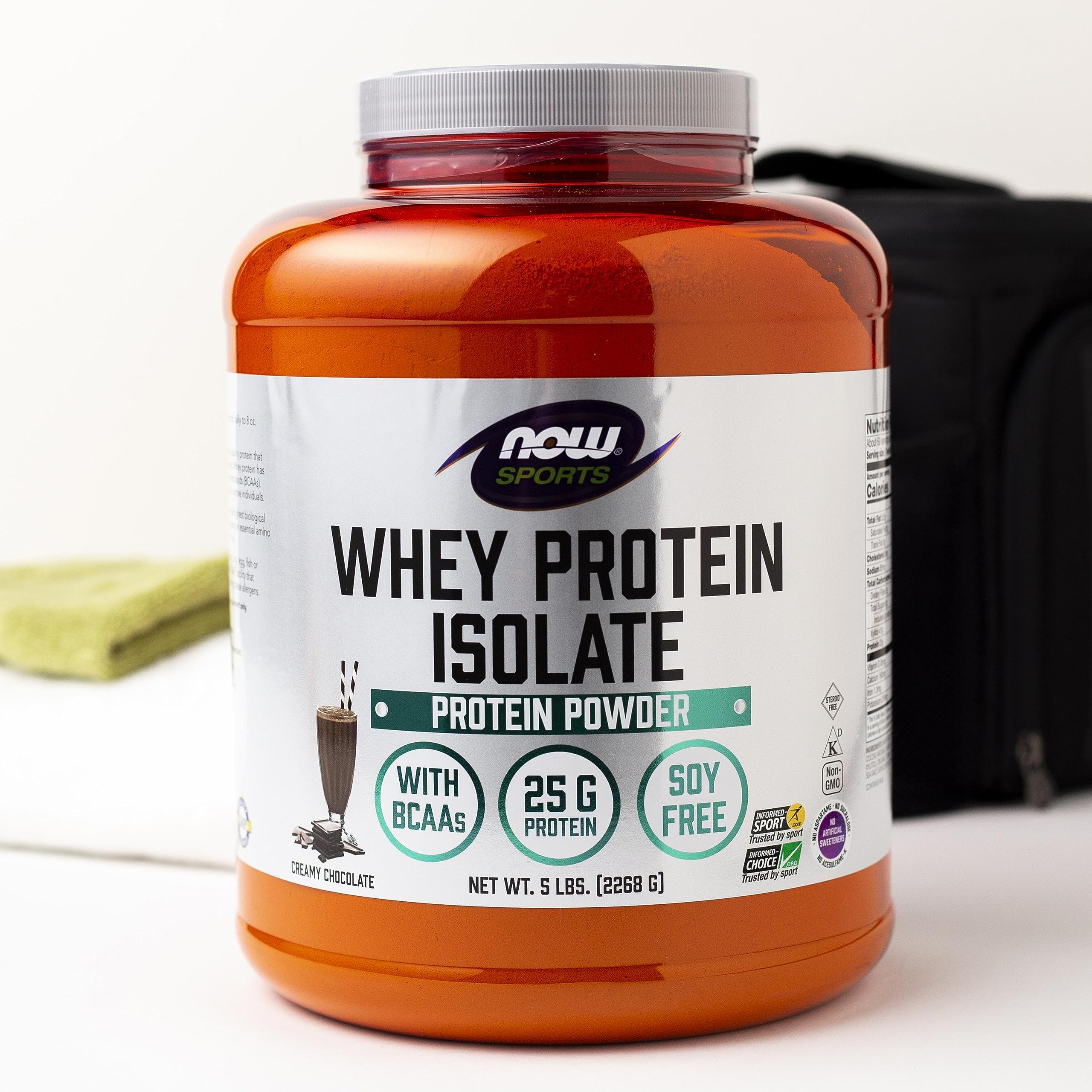 NOW Foods Whey Protein Isolate Powder - 25g Protein with BCAAs, Creamy Chocolate Flavor, 5 lb (2.27 kg) - Muscle Recovery & Post-Workout Nutrition for Athletes & Fitness Enthusiasts