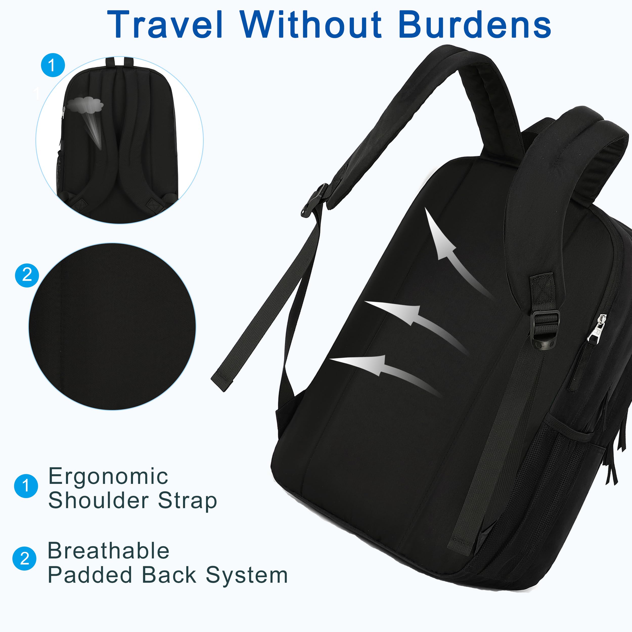 17 Inch Waterproof Laptop Backpack for Women & Men - Large College Bookbag for Work, Business Travel, School | Durable Backpack for Students, Teens, Kids (Girls & Boys) | Perfect for Office, Commuting, Sports & Daily Use - Black
