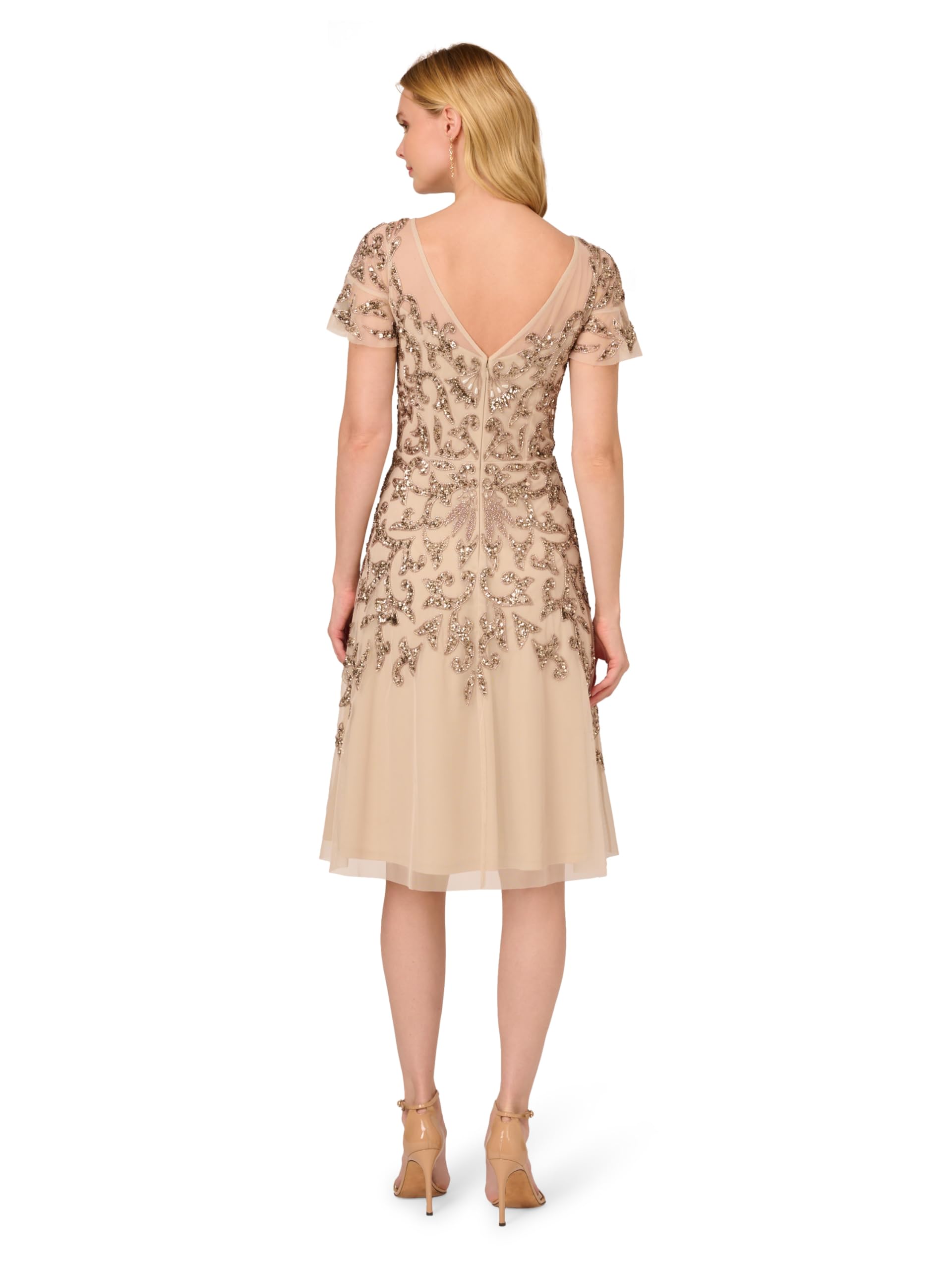 Adrianna Papell Women's Beaded Lace Cocktail Dress for Evening Parties & Special Occasions