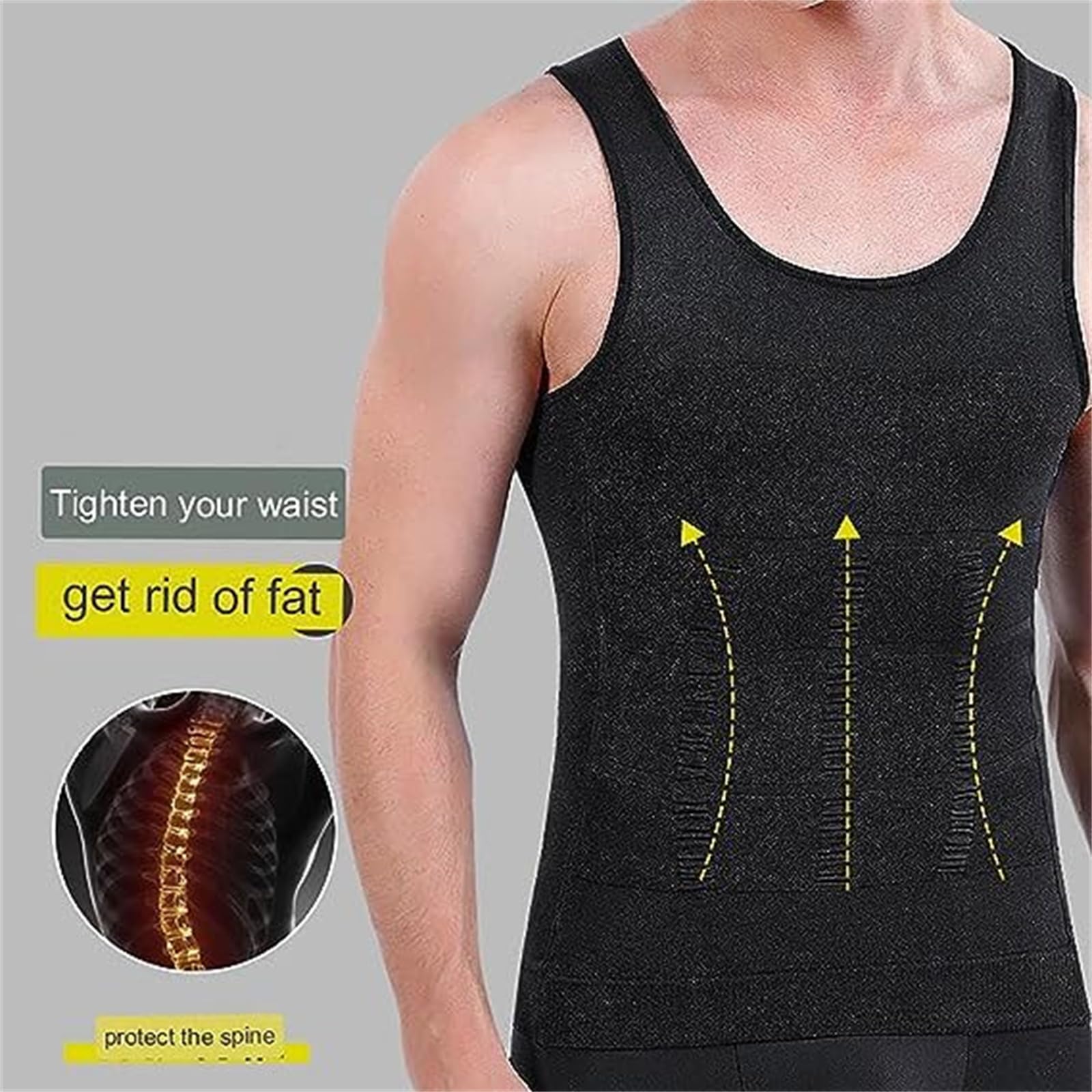 Men's Compression Body Shaper Vest - Shaperluv Tank 2.0 (2PCS, Size 2XL) - Slimming Workout Shirt for Gym, Running & Everyday Wear