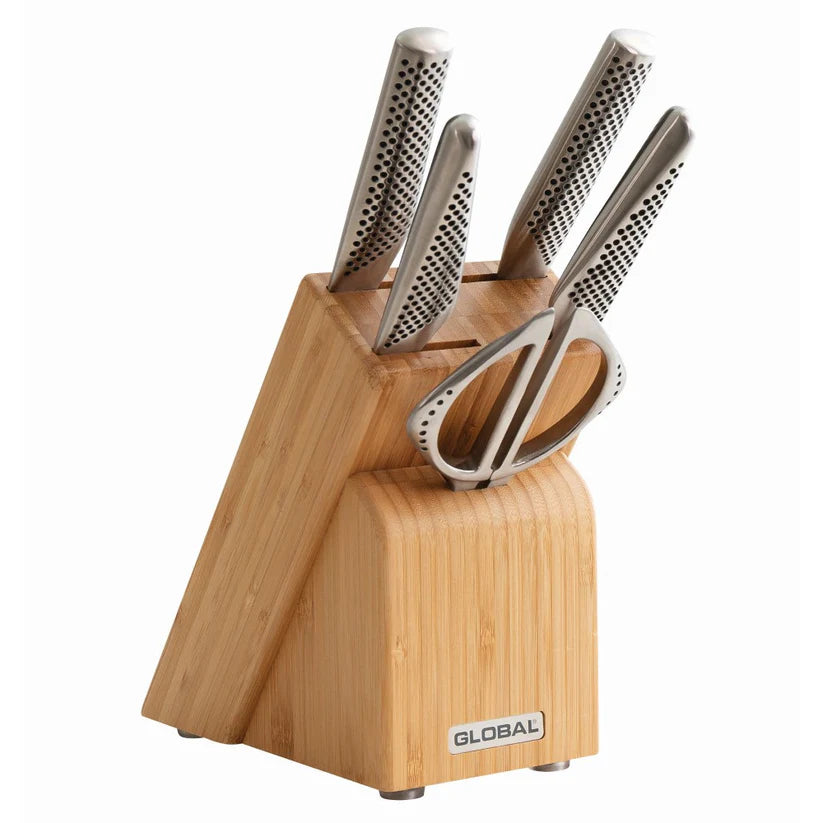 Premium Global Takashi 6-Piece Knife Set with Wooden Block - Perfect for Home Chefs, Professional Kitchens & Gift Giving