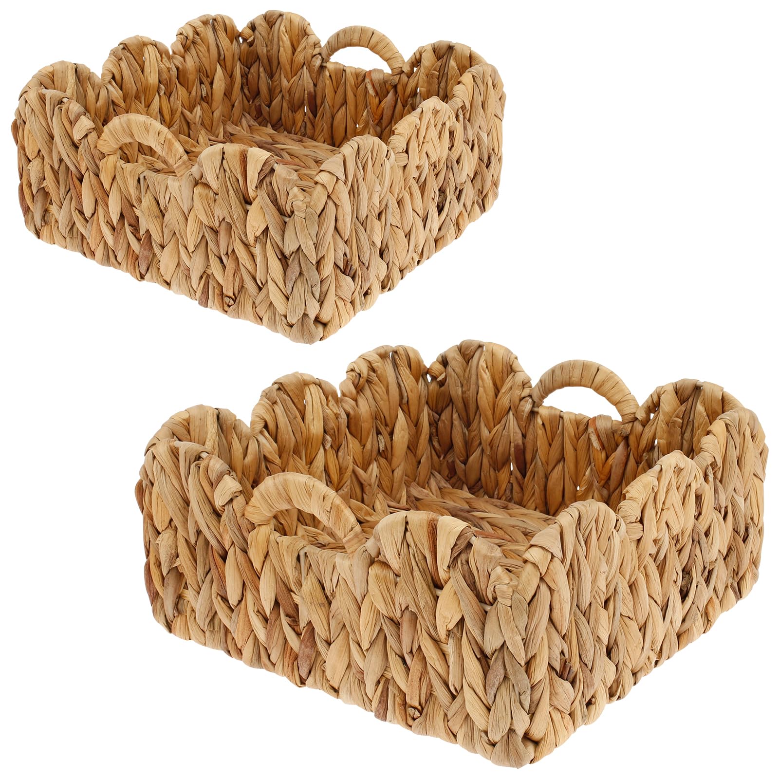 2-Pack Handwoven Woven Storage Baskets with Handles - Natural Rattan Nursery & Home Organization Bins - 15L Capacity for Bedroom, Living Room, Baby Room Storage - Perfect for Toys, Blankets & Clothes Organization