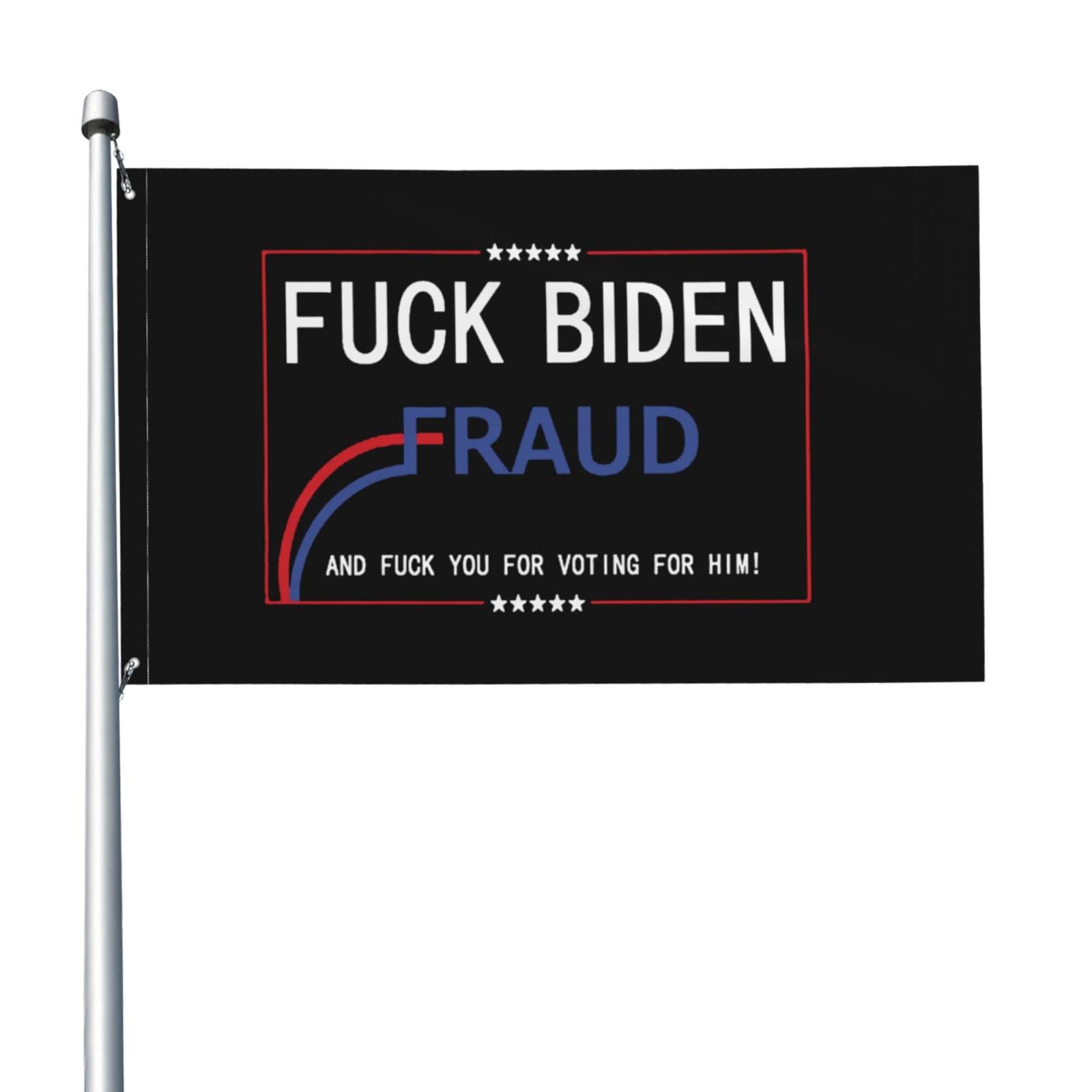 3x5 Ft Fuck Biden Fraud Biden Flag - Vivid Color Political Protest Banner with Brass Grommets - Waterproof Outdoor Indoor Decor for Rallies, Protests & Home Display