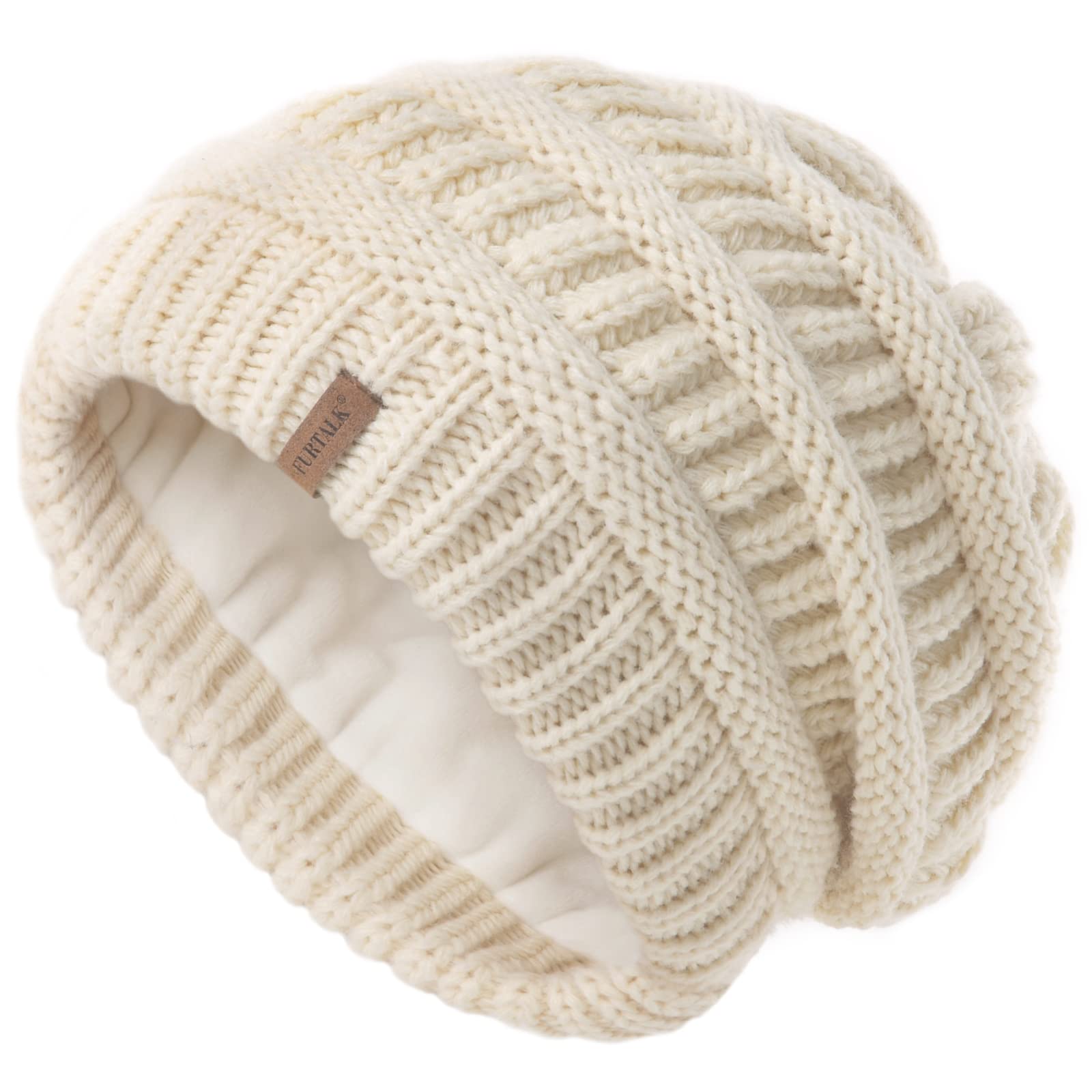 FURTALK Fleece Lined Knit Beanie Hat for Women & Men - Warm Winter Skull Cap for Skiing, Snowboarding & Outdoor Activities