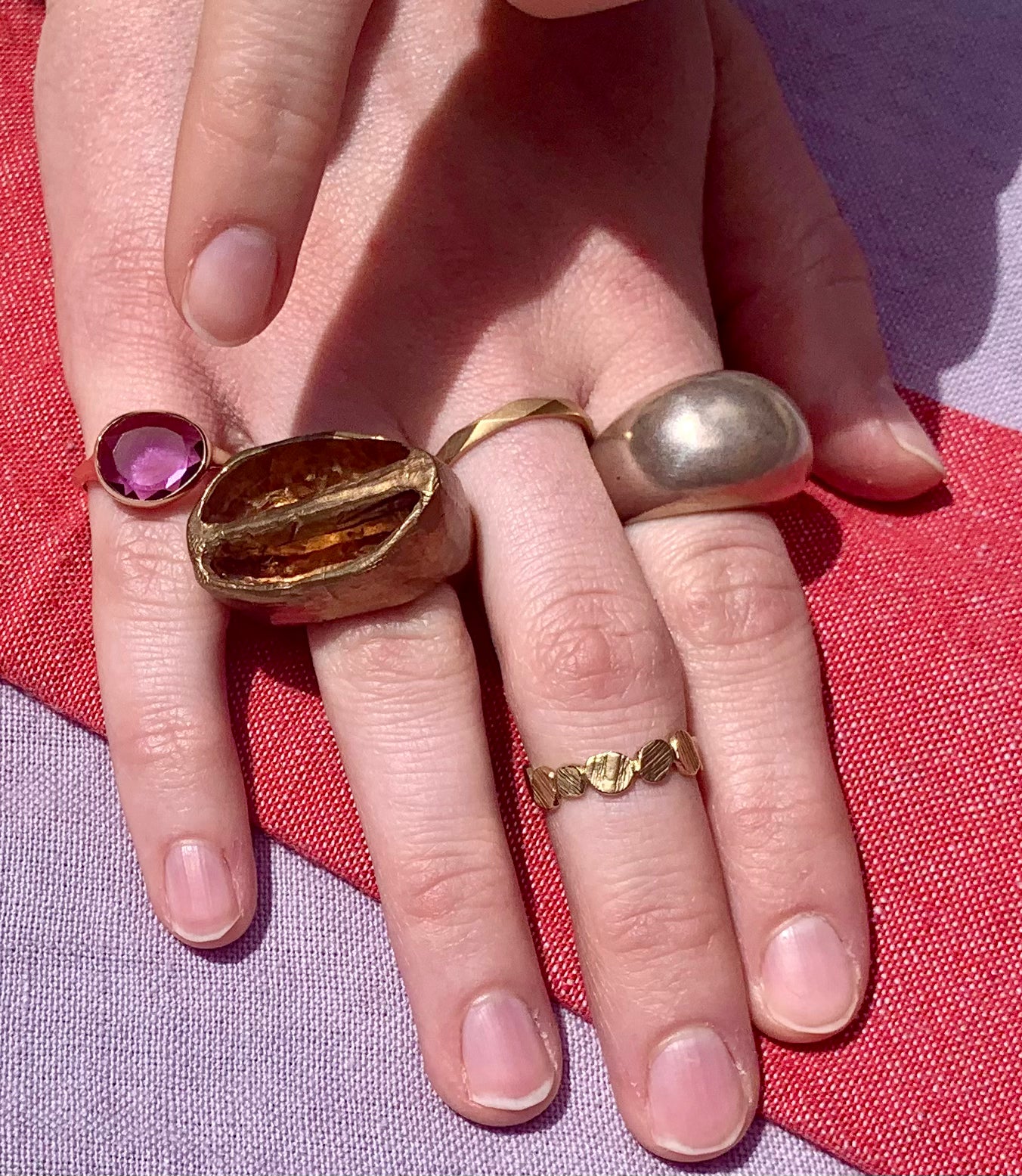 14K Gold Collage Band for Women - Elegant Stackable Ring Set for Everyday Wear, Anniversary & Gift Giving