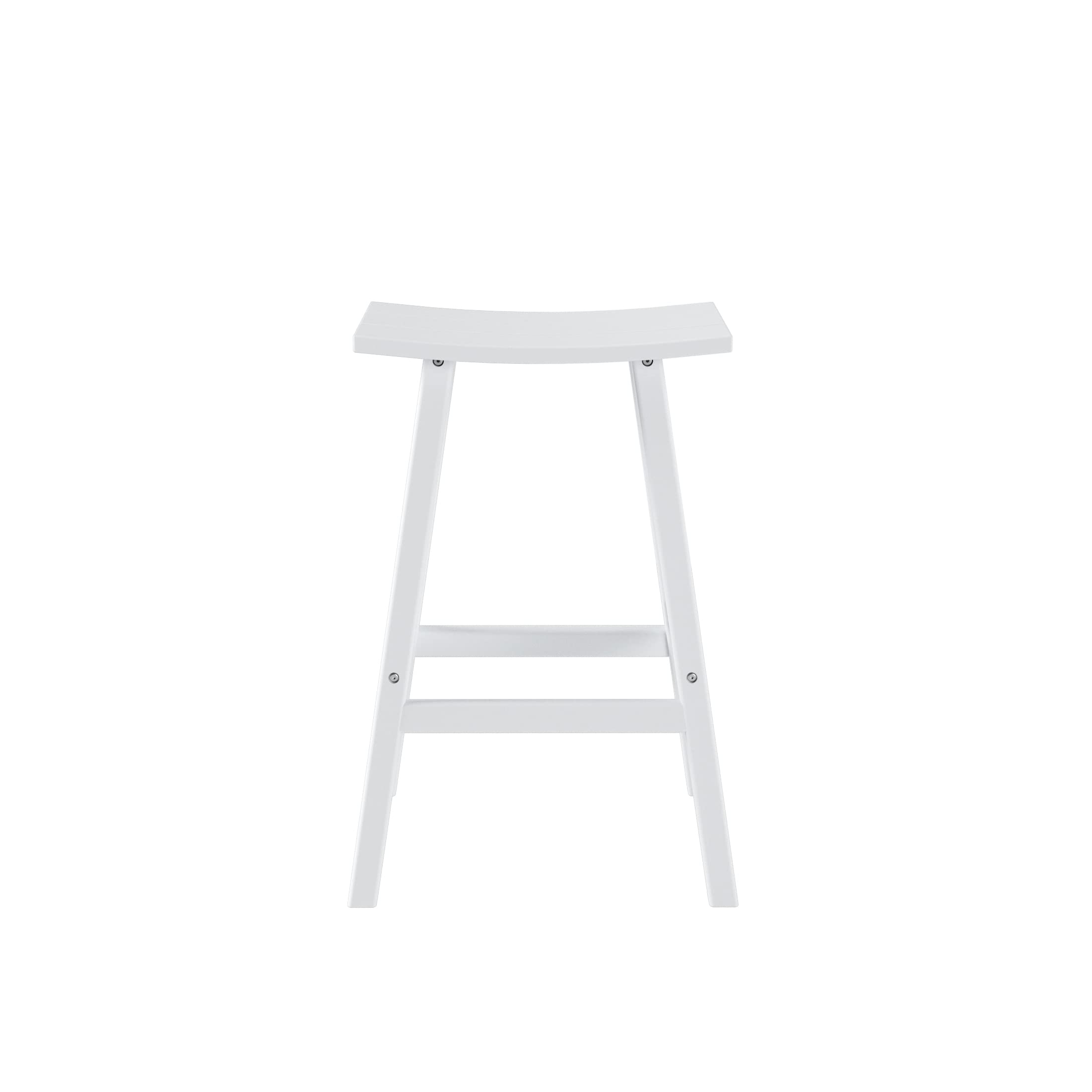 WestinTrends Malibu 2-Piece 29-Inch Height Outdoor Bar Stools Set - White Patio Saddle Stools for Backyard, Poolside & Restaurant Use