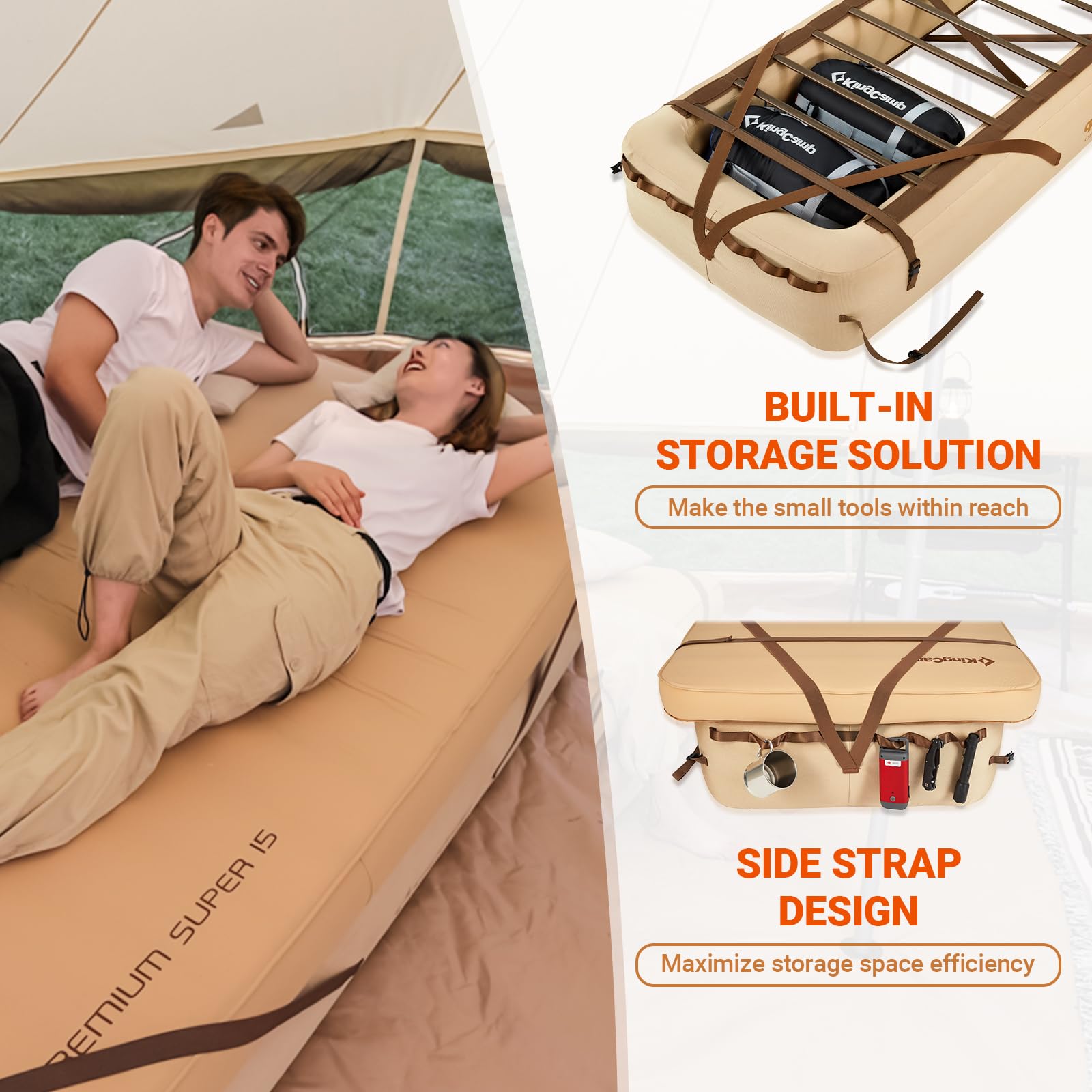 KingCamp Inflatable Air Mattress - Portable & Compact Single High Blow-Up Guest Bed for Camping, Home, Travel, and Outdoor Adventures (2 Pack) - Perfect for Sleepovers, Backpacking, and Emergency Guest Accommodations