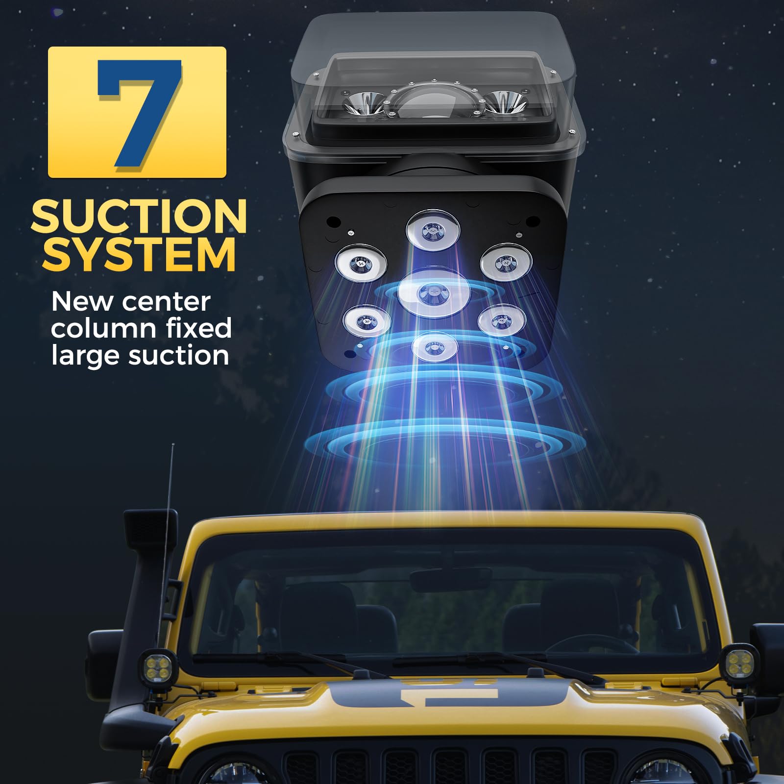 4.0-70W Remote Control LED Search Light with 7 Strong Magnets - 360° Auto-Reset Rotating Spotlight for Boats, Fire Trucks, Cars, Off-Road & Marine Use - Waterproof Outdoor Lighting for Emergency, Hunting & Night Operations (Black)