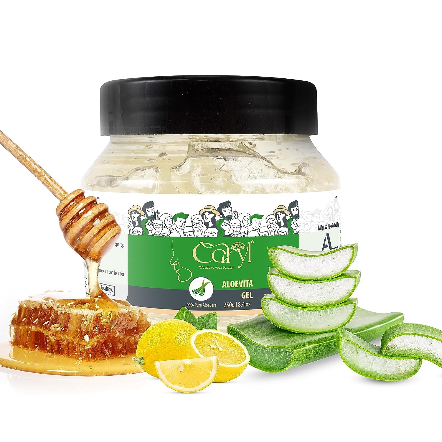 Aloevita 250g Pure Aloe Vera Gel for Face & Hair - Hydrating, Moisturizing & Soothing Skin Care for Men & Women - All Skin Types - Paraben & Silicone Free - Ideal for Sunburn Relief, After Shave & Daily Hydration (Pack of 1)