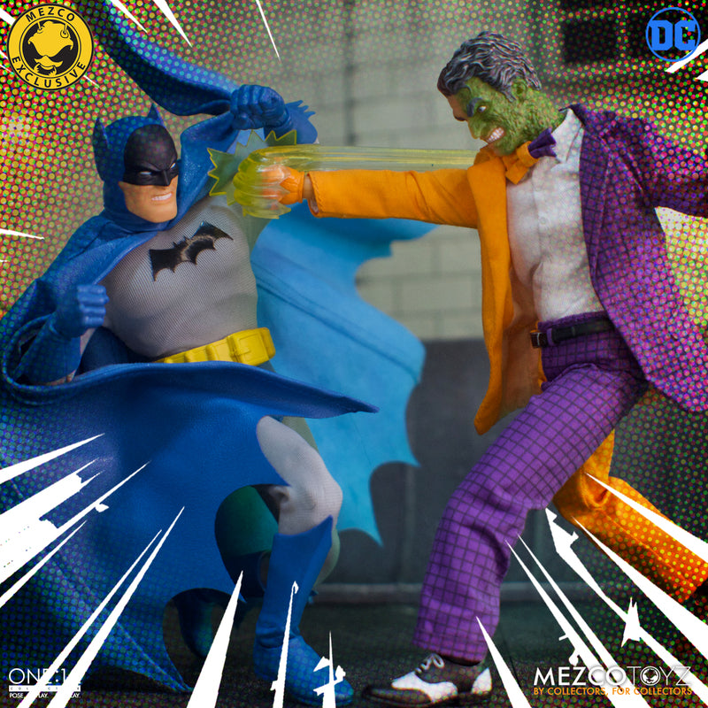 Mezco One:12 Golden Age Batman vs Two-Face Action Figure Set - Collectible DC Comics Superhero & Villain Diorama for Display & Photography