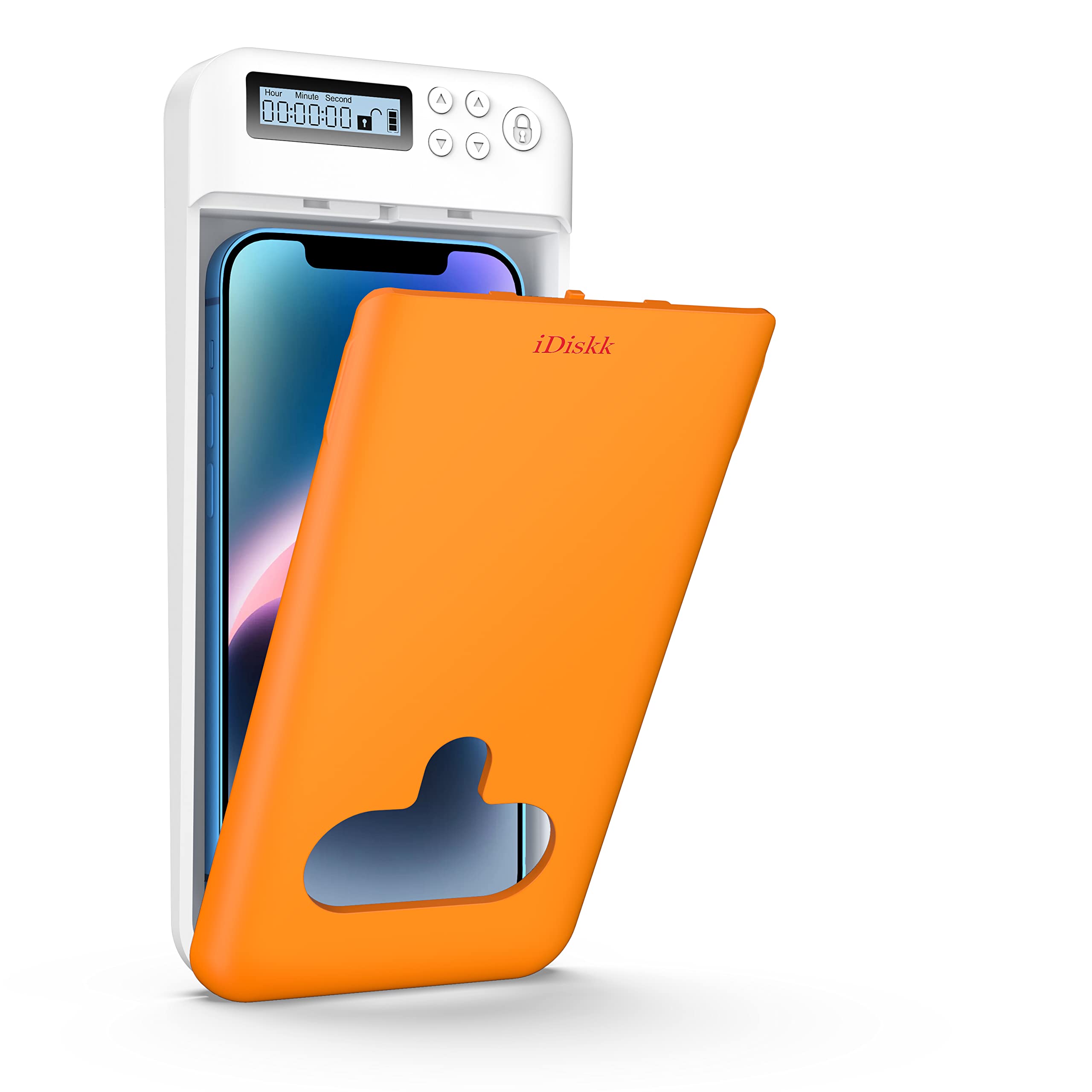 Timer Lock Box for iPhone & Android Phones - Secure Cell Phone Storage for Kids, Students & Parents | Focus Booster with Timer | Compatible with iPhone 14/13/12/11/X/8 & Samsung/Google | Includes Battery (Orange) - Perfect for Study Time, Work Focus & Digital Detox