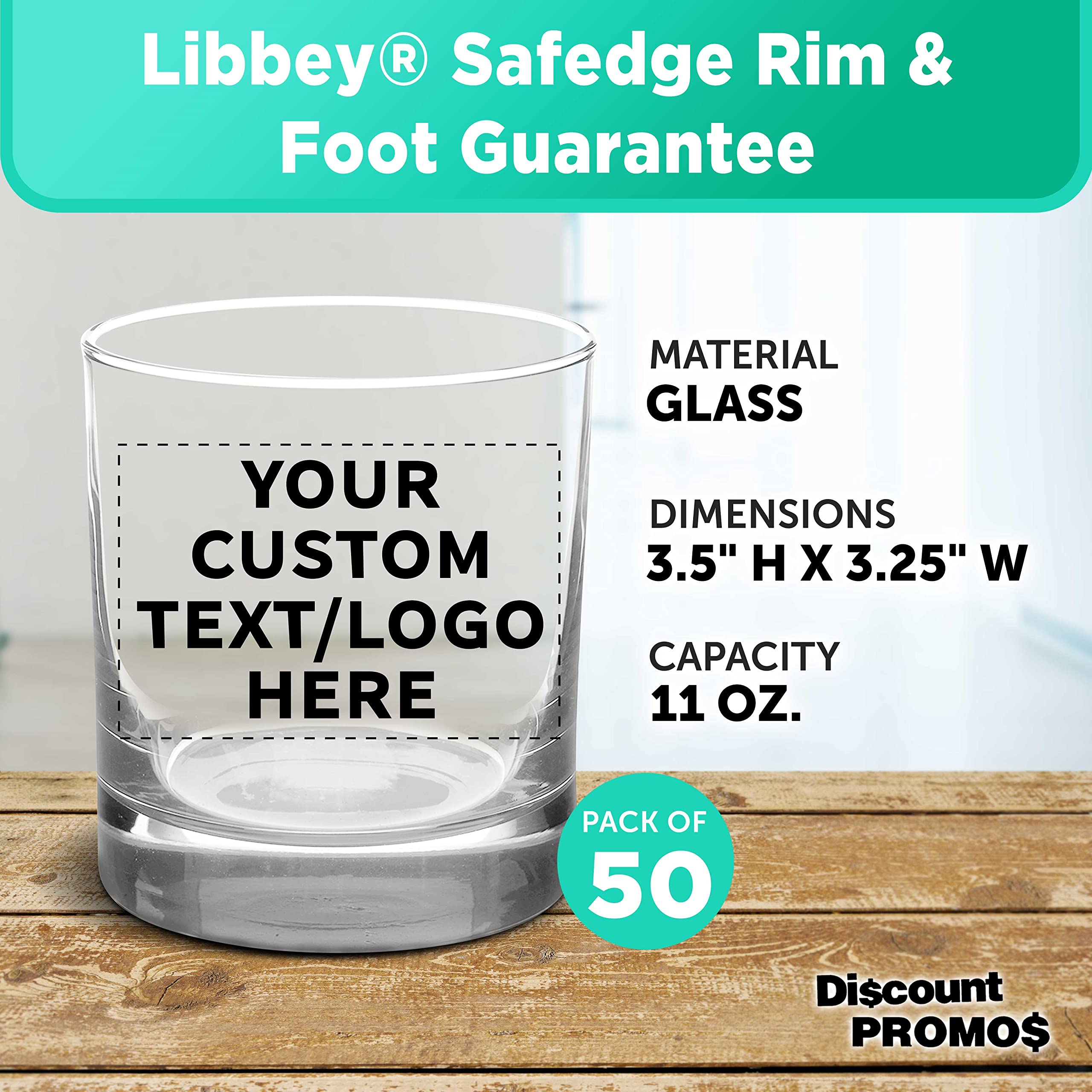 Custom Engraved Whiskey Glasses Set of 50 - 10 oz Heavy Base Old Fashioned Bar Glasses by Libbey | Bulk Pack for Scotch, Bourbon & Cocktails | Perfect for Weddings, Bars, Restaurants & Corporate Gifts