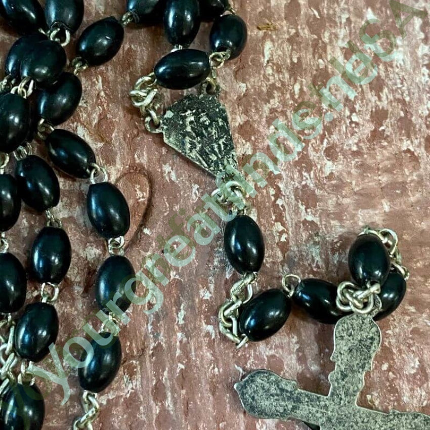 Vintage Italian Rosary with Black Beads - Handmade Catholic Prayer Beads for Religious Devotion, Gifts & Spiritual Meditation | Perfect for Worship, Church Use & Personal Prayer