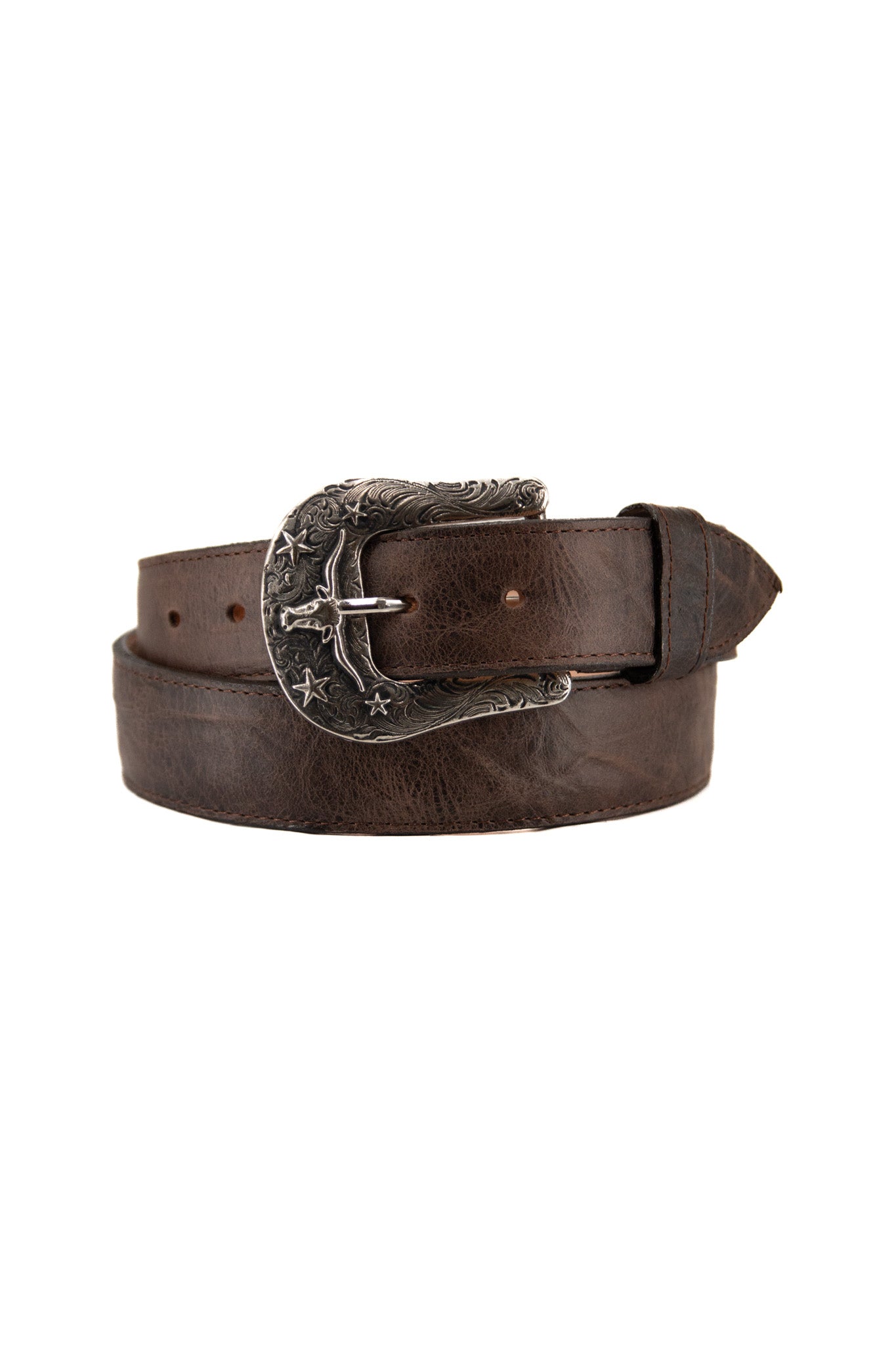 Premium Genuine Leather Western Cowboy Belt with Longhorn Buckle - Stylish & Durable for Rodeo, Ranch Work & Country Fashion