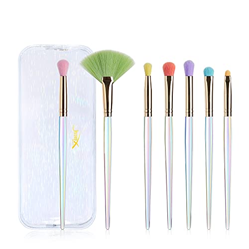 Jessup 7-Piece Premium Synthetic Eye Makeup Brush Set - Highlighter, Eyeshadow, Blending & Concealer Brushes with Acrylic Handle (T318) - Perfect for Professional Makeup Artists & Beginners for Daily Eye Makeup Application
