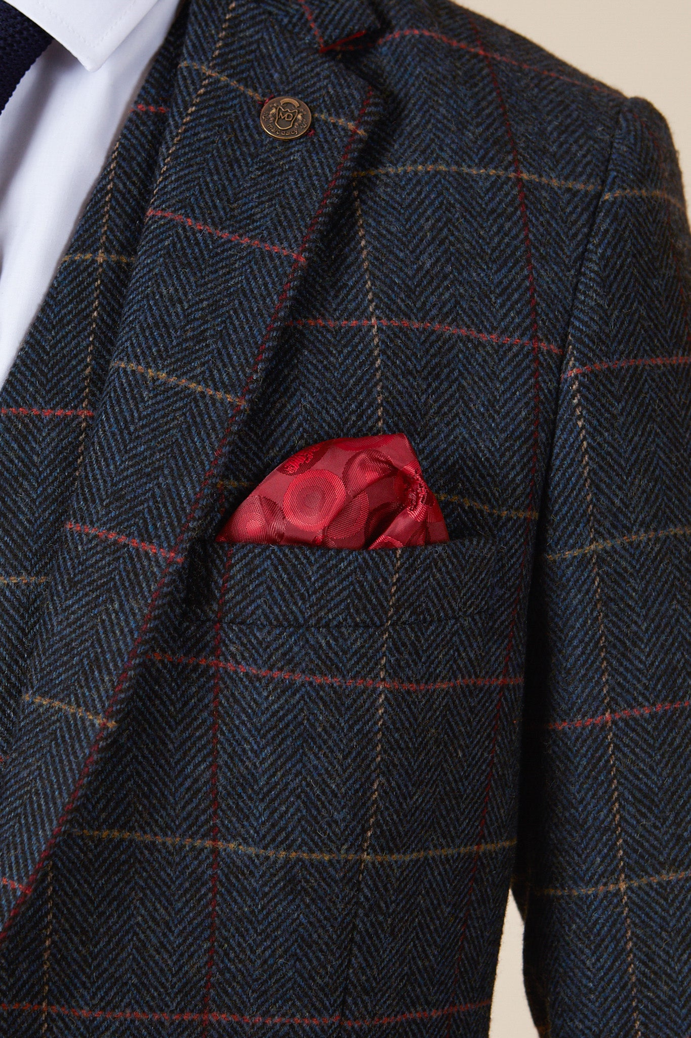 ETON Navy Blue Tweed Check Blazer for Men - Classic Slim Fit Business Jacket - Perfect for Office, Weddings & Formal Events