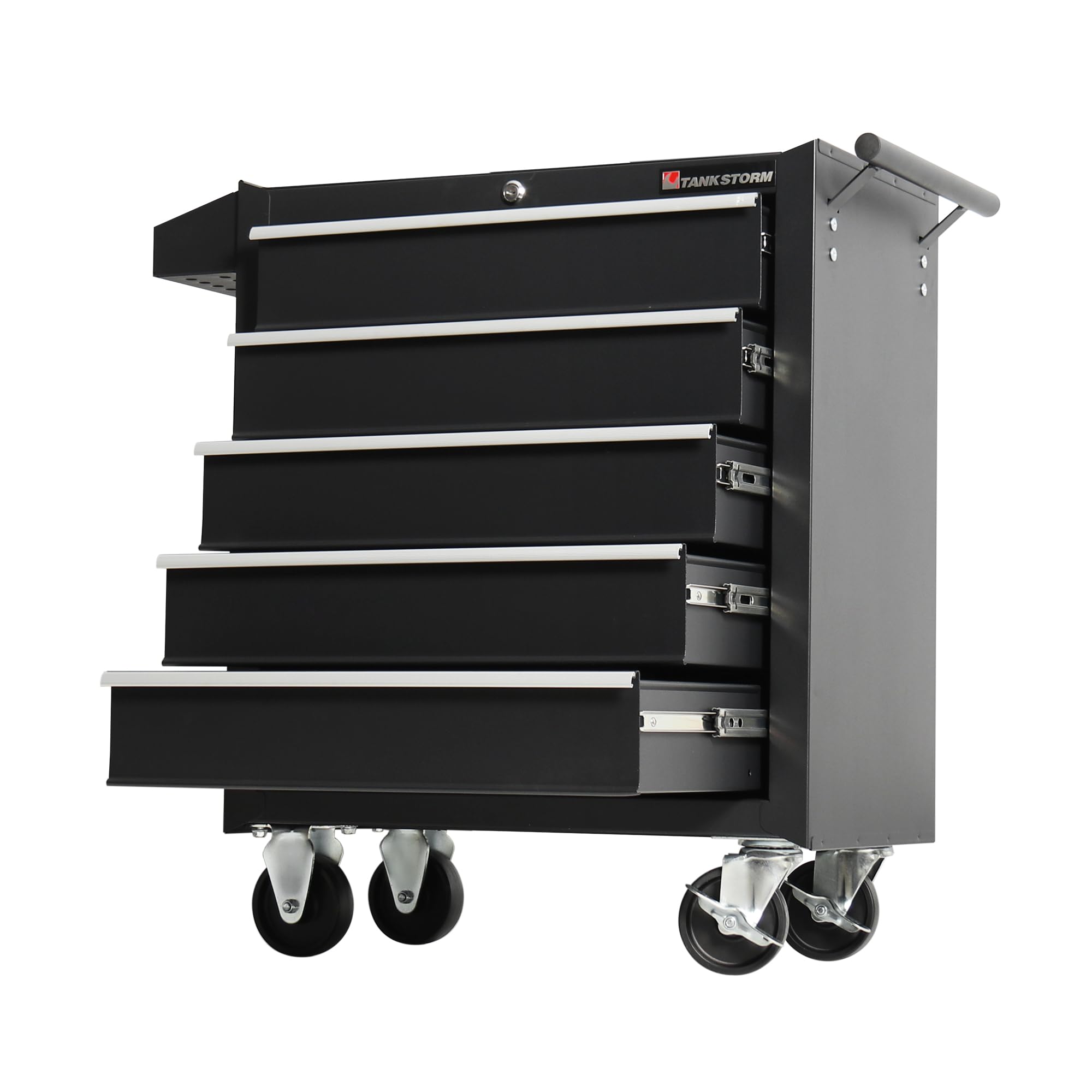 Heavy Duty 5-Drawer Steel Rolling Tool Chest Cart with Lockable Drawers - TZ35-BK Tool Box for Garage, Workshop & Professional Mechanics