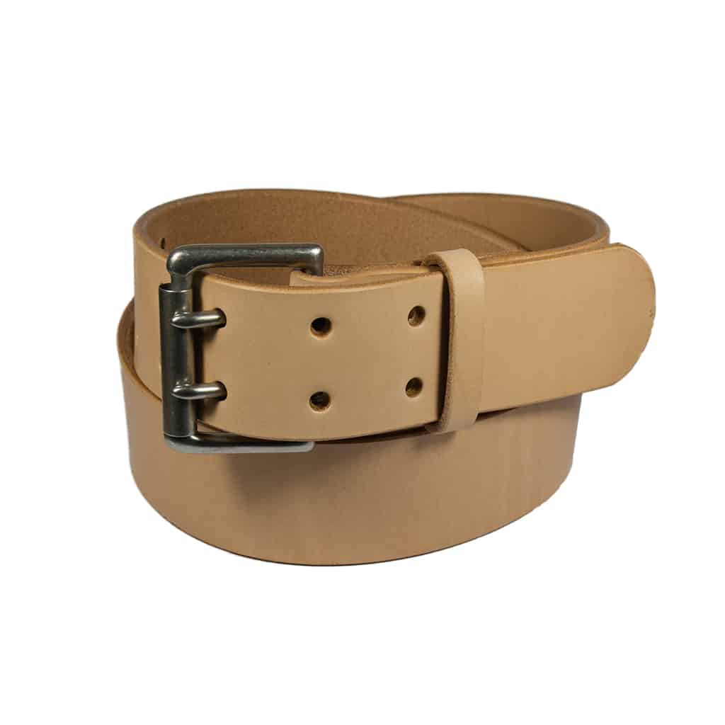 Barnes & Moore Heavyweight Leather Belt for Men - Natural Harness Leather with Nickel Buckle - Durable Dress Belt for Office, Casual & Formal Wear