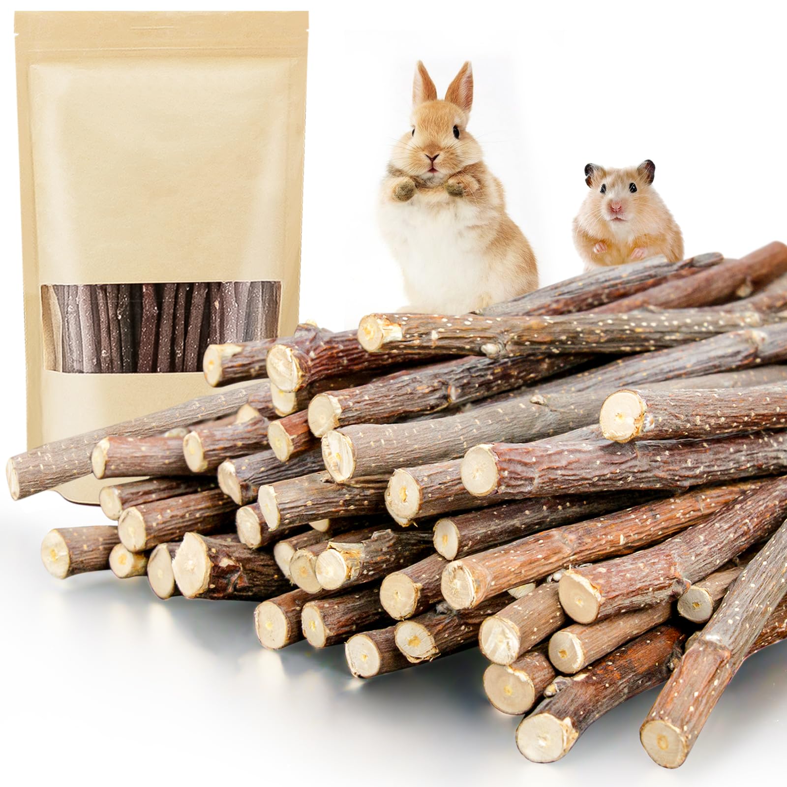 Natural Apple Wood Sticks - 500g Pet Chew Toys for Small Animals like Guinea Pigs, Rabbits & Hamsters - Dental Care & Play