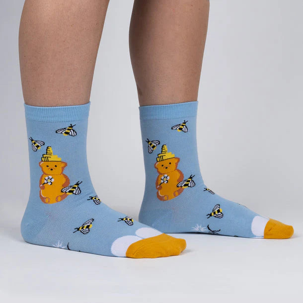 Honey Bee Yourself Crew Socks by Sock It To Me - Fun Novelty Cotton Socks for Women & Men - Perfect for Casual Wear, Gifts, and Bee-Themed Outfits