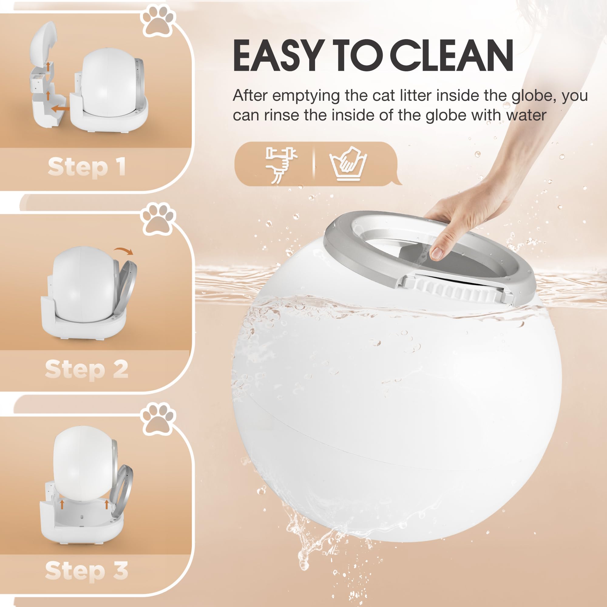 Self Cleaning Cat Litter Box - Automatic Wi-Fi Enabled Smart Litter Box for Multiple Cats with APP Control, Low Noise & Safety Features, Includes Mat & 2 Roll Garbage Bags (White) - Perfect for Busy Pet Owners & Smart Home Integration