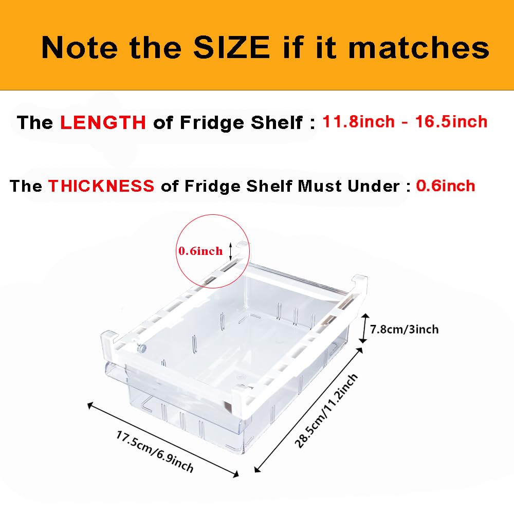 Farochy 2-Pack Refrigerator Organizer Bins with Handles - Pull-Out Fridge Drawer Storage Box for Eggs, Fruits & Vegetables | Space-Saving Kitchen Organization for Refrigerator Shelves & Door