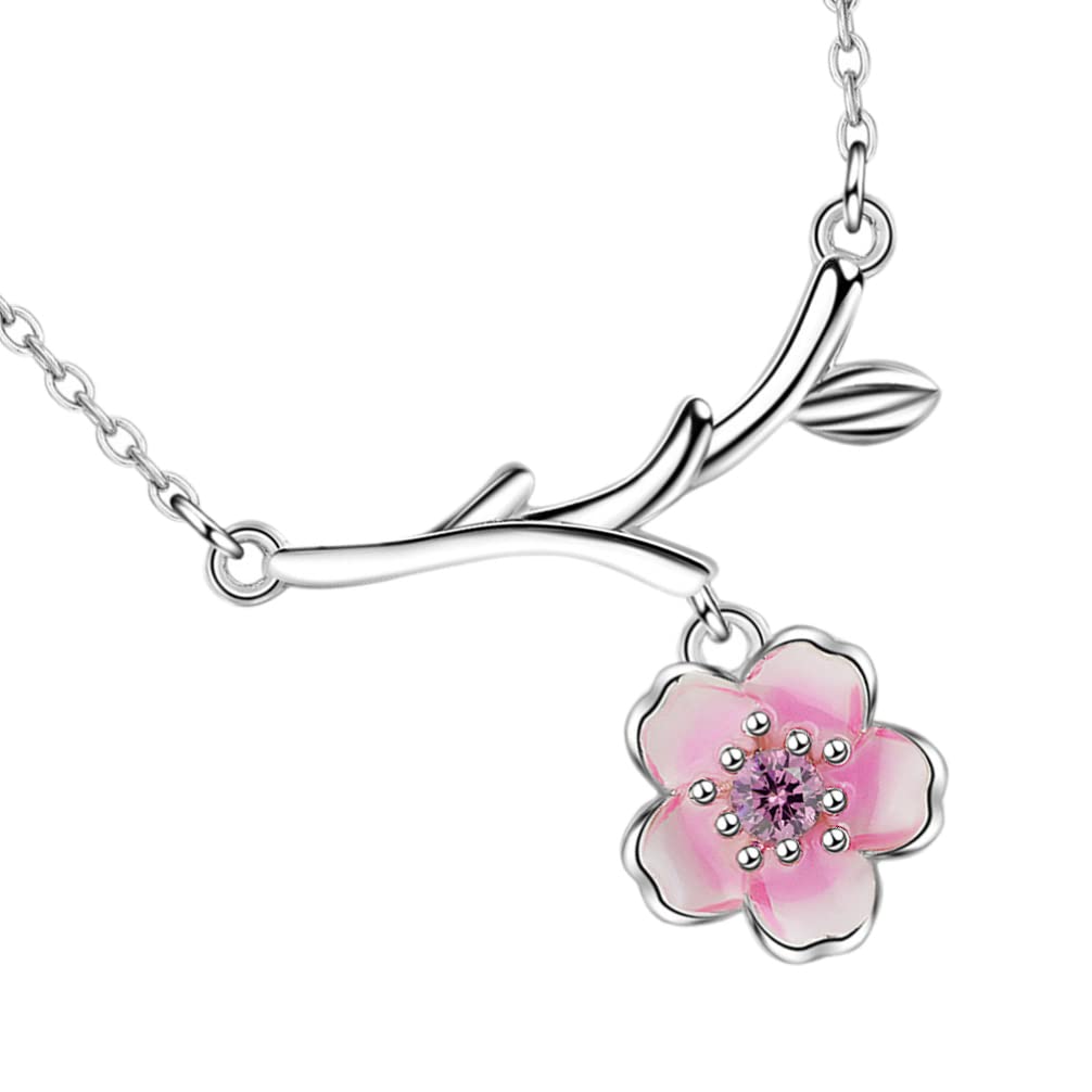 Cherry Blossom Pendant Necklace for Women - Elegant Floral Jewelry Gift for Wife, Mom, Girlfriend - Perfect for Mother's Day, Birthday, Anniversary - Ideal for Weddings, Date Nights, Special Occasions