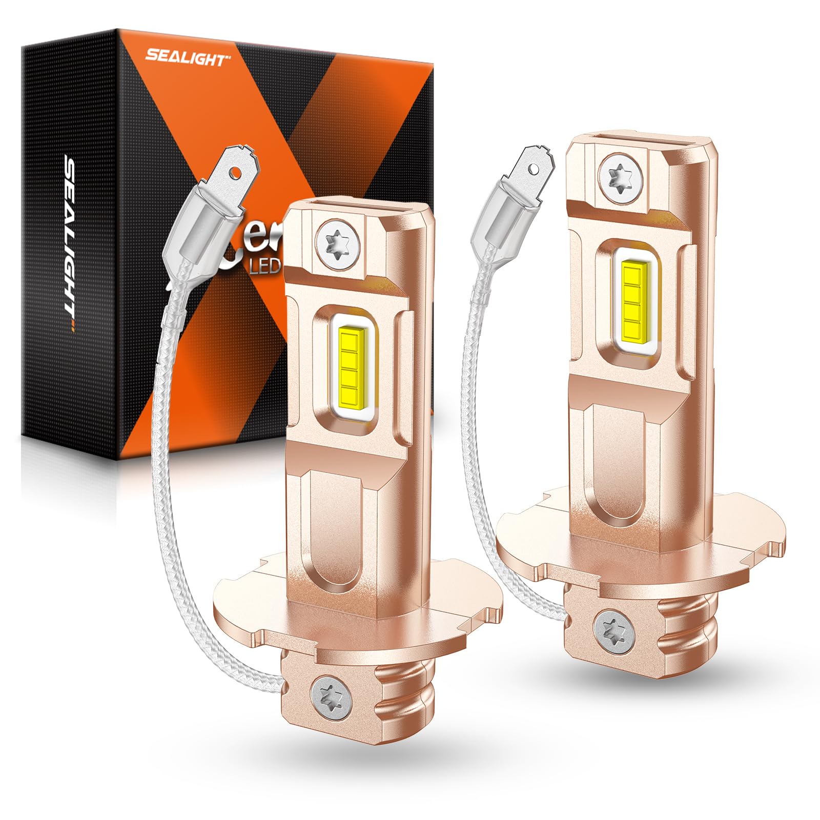 SEALIGHT H3 LED Bulb 10000LM - 600% Brighter Upgrade, Plug-n-Play H3 Fog Light Bulb with Super Heat Dissipation - Perfect for Off-Road, DRL & Fog Lights - Pack of 2