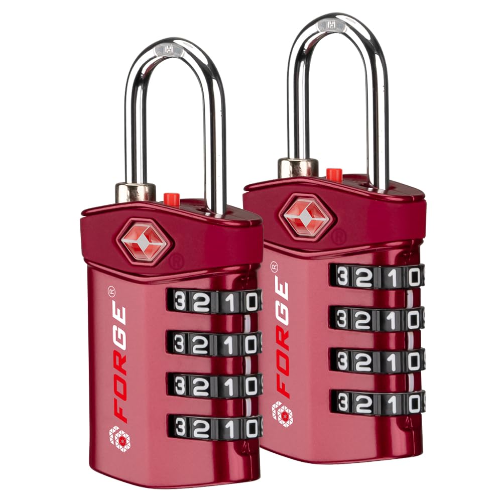 TSA Approved Forge Travel Lock - Secure Luggage Lock for Air Travel, Gym & School Lockers, Pelican & Gun Cases | Easy-Read Dials & Durable Alloy Body | Perfect for Airport Security, Travel Gear Protection & Equipment Safety