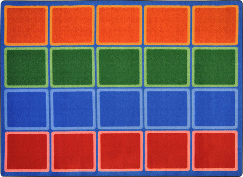 Blocks Abound Area Rug, 5'4 x 7'8 Rectangle Primary Colors Playroom Rug - Perfect for Kids' Bedrooms, Play Areas & Nursery Decor