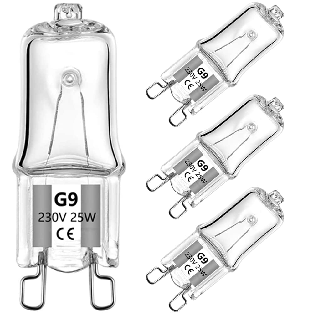 K-Musculo Halogen G9 Oven Bulbs 25W 230V 2700K - 4 Pack High Heat Resistant Light Bulbs (300°C) for Ovens, Microwave Ovens & Kitchen Appliances - Perfect for Baking, Roasting & Cooking