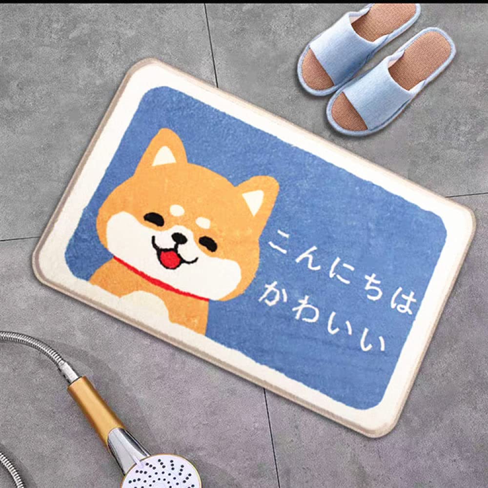DWEW Soft Microfiber Bathroom Mats - Cute Dog Pattern Absorbent Shower Rug (40x60cm) | Machine Washable Non-Slip Bath Mat for Bathroom Floor Decor & Comfort
