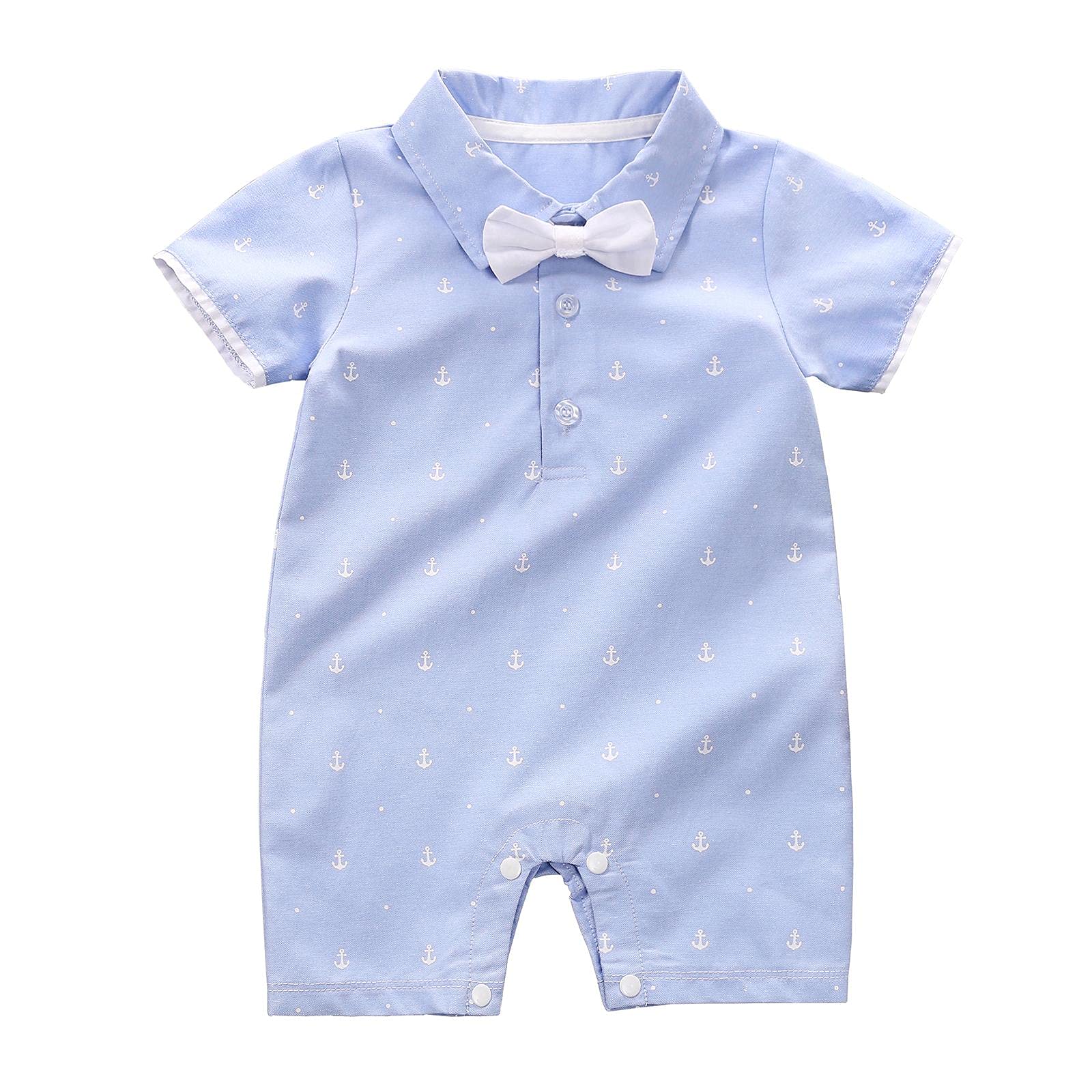 **Newborn Baby Polo Jumpsuit - Anchor Print Onesie for Boys & Girls | Soft Cotton Romper for Infants 0-12 Months | Perfect for Photos, Playtime & Gifts**