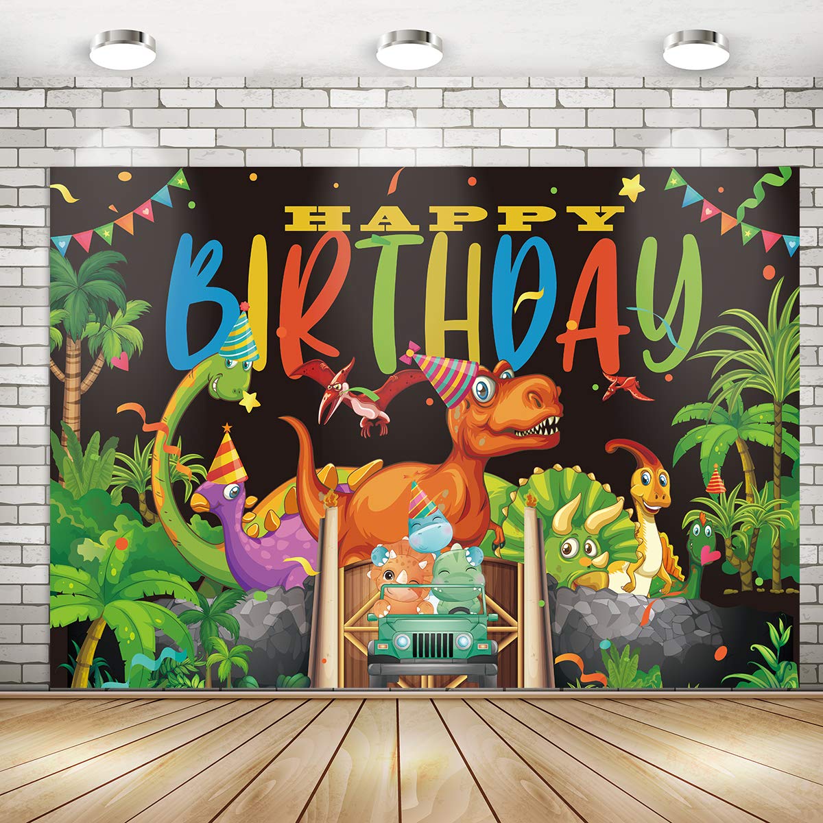 Dinosaur Birthday Party Decorations - 71x49 Inch Dinosaur Backdrop Banner for Boys, Kids & Teens - Dinosaur Theme Wall Decor for Birthday Parties, Baby Showers & Events - Perfect for Home, School & Indoor Celebrations