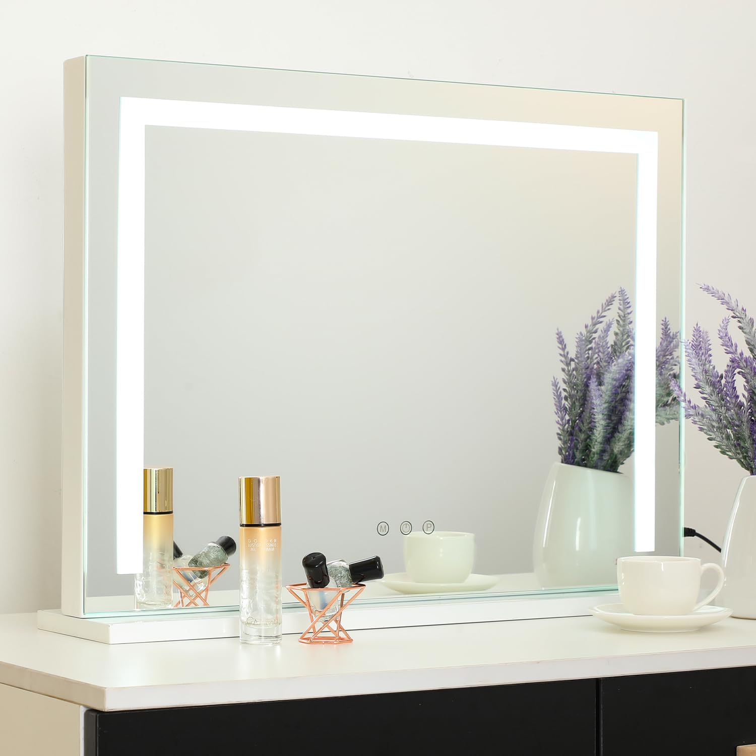 SHOWTIMEZ 27.5 Inch LED Vanity Mirror with Lights - Dimmable 3 Mode Backlit Makeup Mirror with USB Charging Port, Large Cosmetic Mirror for Dressing Table & Bathroom (27.5