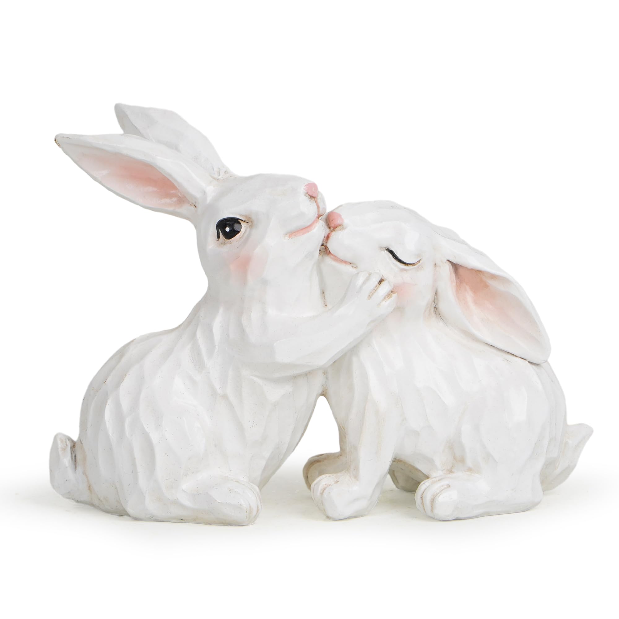 Easter Bunny Couple Decor - Spring Home Decor, Electroplated European Mini Bunny Figurines, Perfect Couple Gifts (White) - Ideal for Easter Decorations, Wedding Centerpieces & Romantic Home Accents
