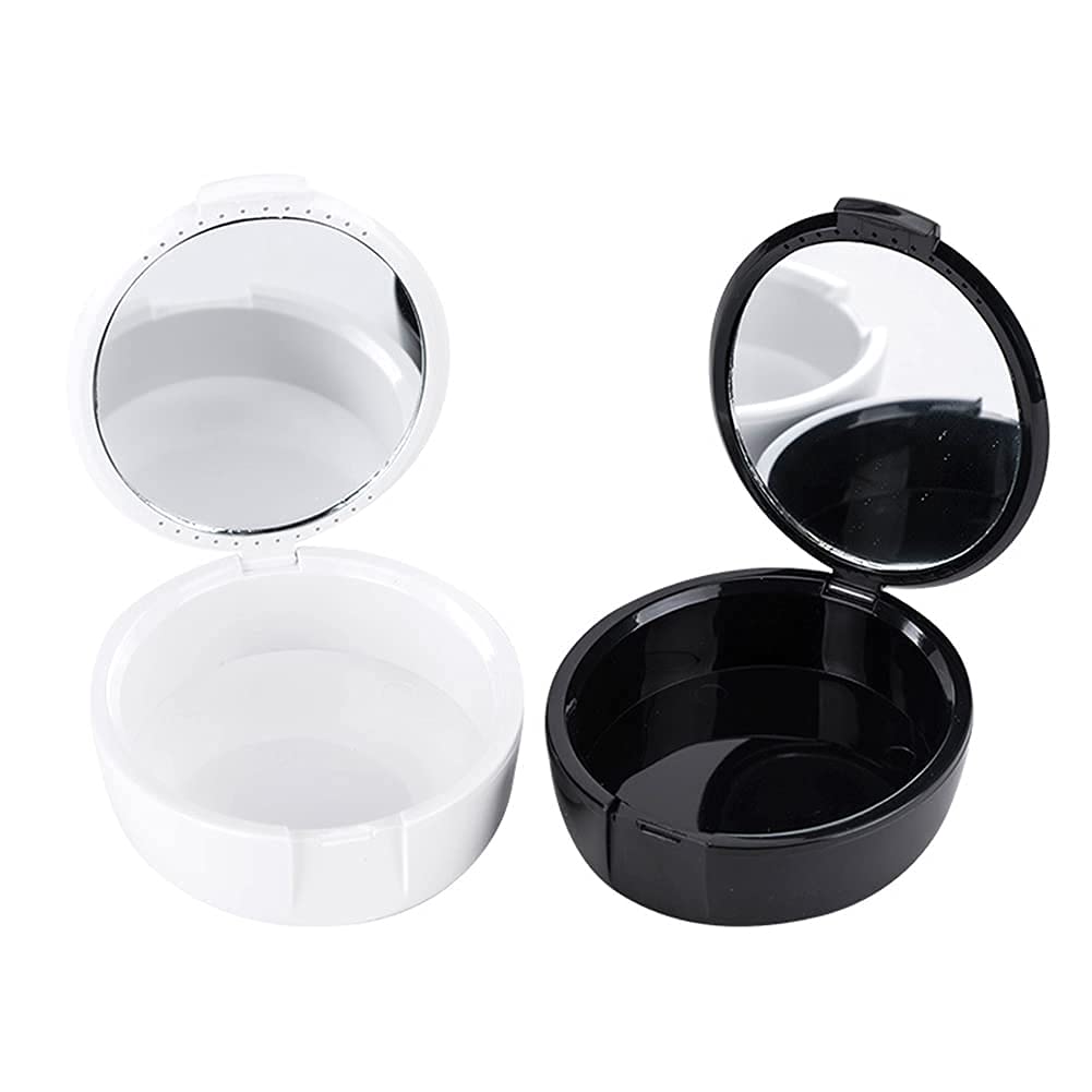 2 Pack Retainer Case with Mirror & Vents for Travel & Denture Storage