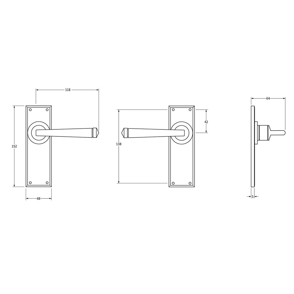 Black Beeswax Avon Lever Latch Door Handles - Exterior Door Hardware for Home & Office Security - Perfect for Front Doors, Back Doors, and Patio Entrances