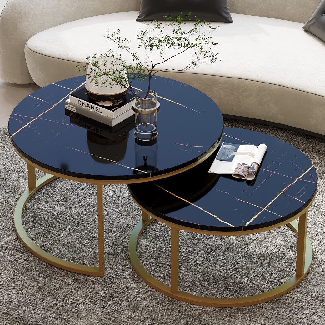 WiberWi 2-Piece Round Nesting Coffee Table Set - 34