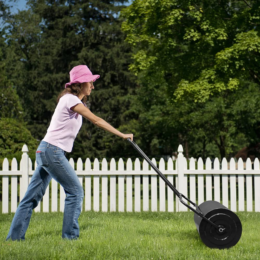 19.5 Inch Heavy Duty Iron Lawn Roller - Black Garden Roller for Leveling Soil, Seeding, and Sod Installation | Perfect for Lawns, Landscaping, and Professional Grounds Maintenance