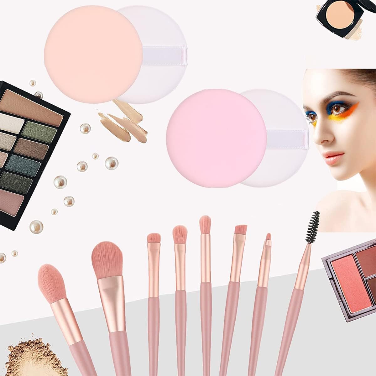 Premium 8-Piece Makeup Brush Set - Synthetic Kabuki, Eyeshadow, Eyeliner & Blending Brushes for Face Powder & Blush | Professional Cosmetic Brush Kit for Daily Makeup & Travel