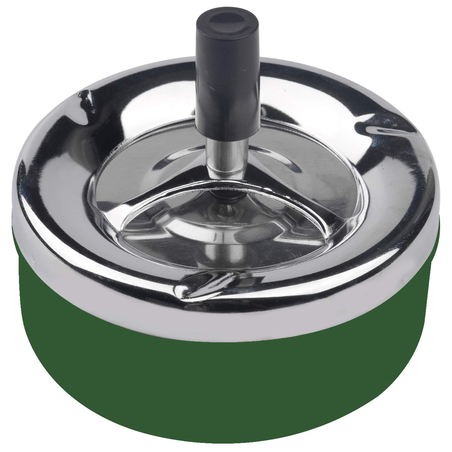 Premium Stainless Steel Modern Round Push Down Cigarette Ashtray with Spinning Tray - Indoor/Outdoor Desktop Smoking Ash Tray for Home, Office, Patio & Garden (Green) | Elegant Smoking Accessory for Cigars & Cigarettes