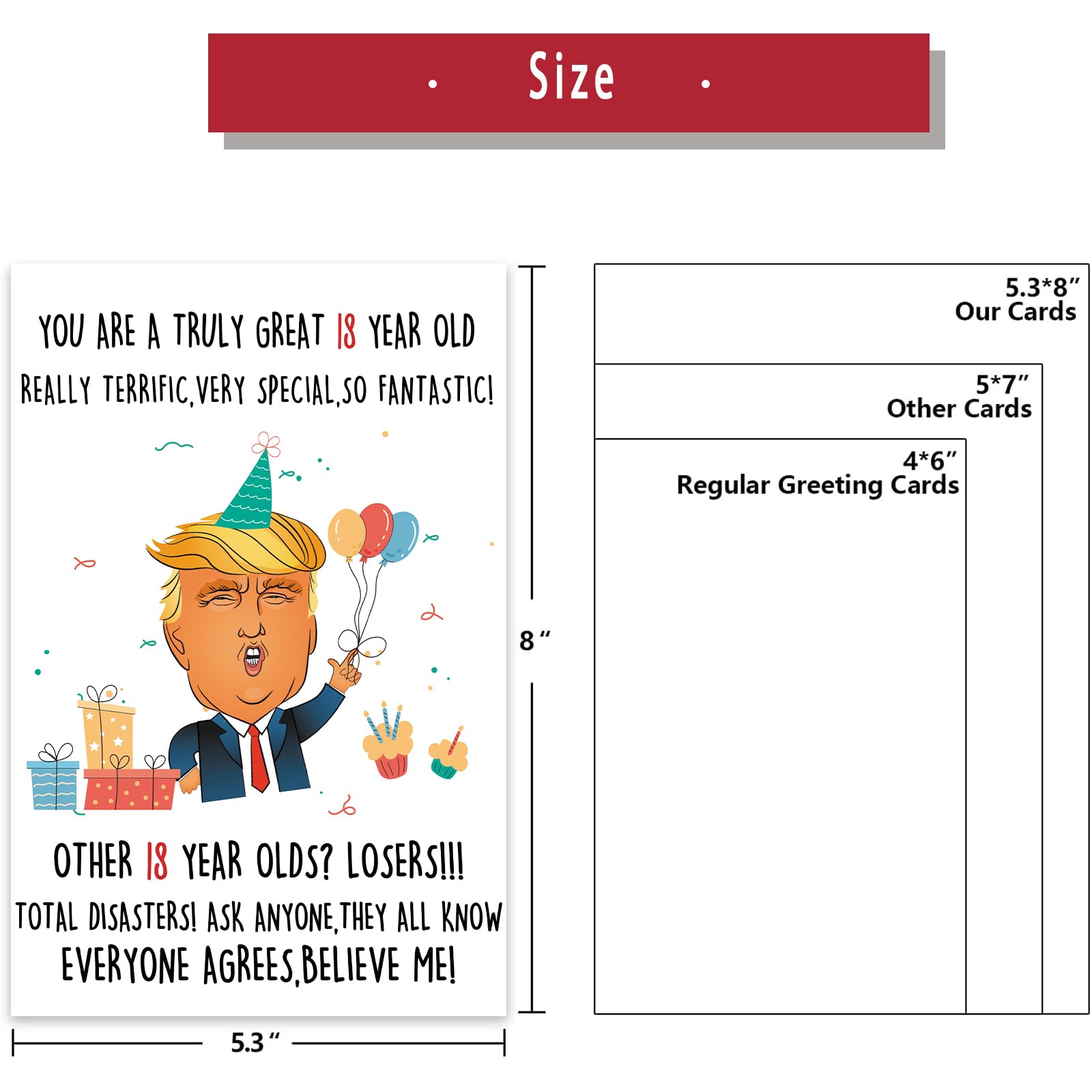 Funny Trump 18th Birthday Card - Humorous Gift for Teens & Adults - Party & Celebration