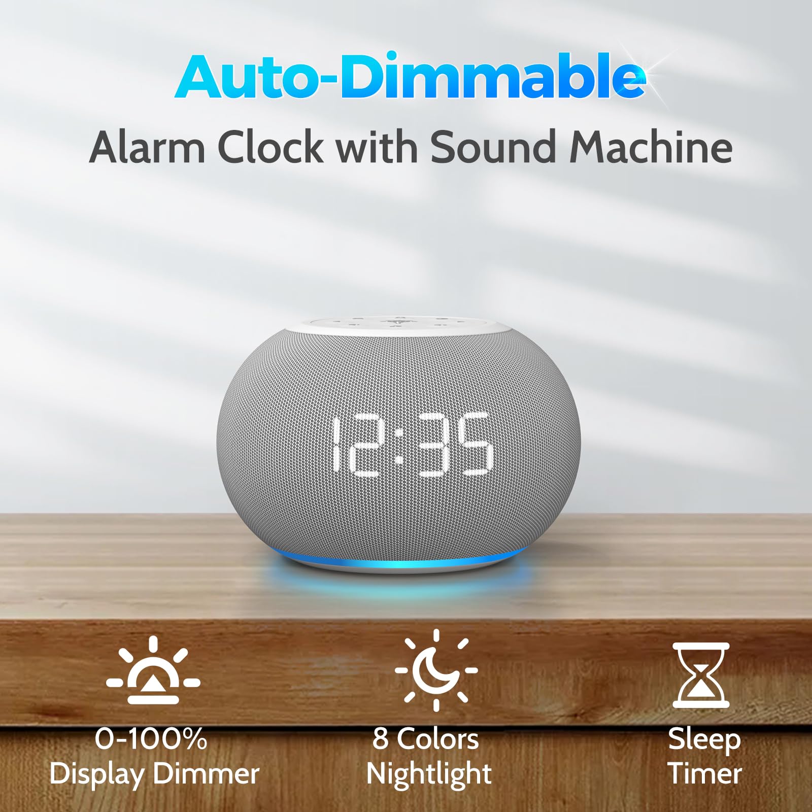 Auto-Dimmable Sound Machine Alarm Clock with Night Light - 20 Soothing Sounds, LED Display & Sleep Timer | White Noise Soother for Baby, Adults & Bedrooms | Perfect for Nursery, Office & Relaxation