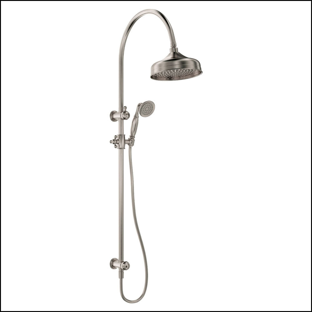 Fienza 455114BN Lillian Twin Shower System in Brushed Nickel Finish - Perfect for Modern Bathroom Renovations and Spa-Like Shower Experiences