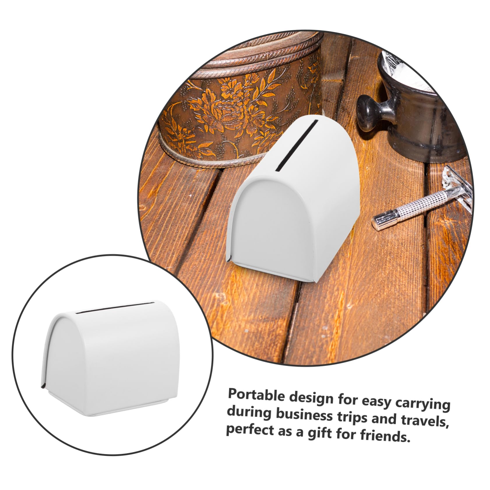 EXCEART Safety Razor Blade Disposal Container - Portable White Metal Storage Case for Used Razor Blades - Perfect for Home, Travel & Salon Use