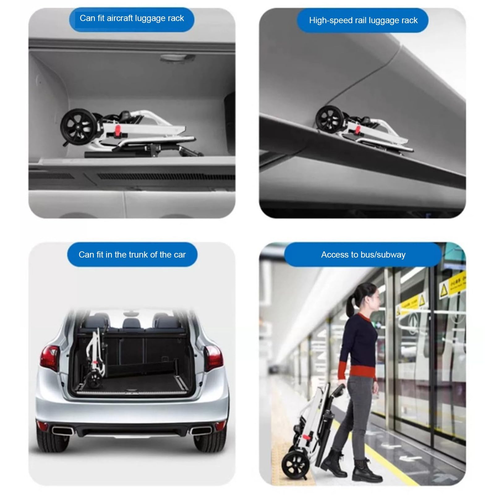 Lightweight Aluminum Folding Transport Wheelchair for Adults - Adjustable Safety Strap, PU Wheels & Ergonomic Design | Portable Travel Wheelchair for Airports, Hospitals, and Outdoor Use