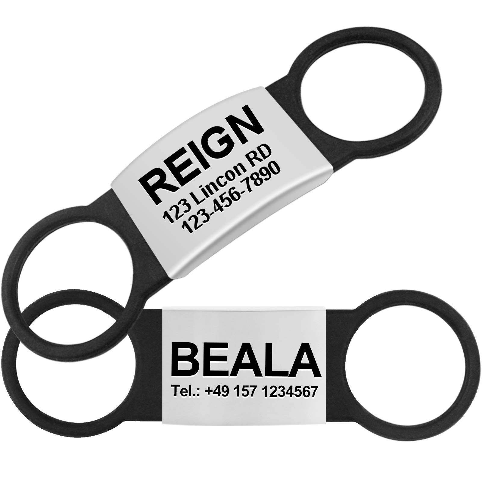 TagME 2 Pack Personalized Engraved Dog Tags - Custom Name ID Tags for Small Medium Large Dogs & Puppies | No Jingle Slide Design for Cats | Perfect for Pet Safety & Daily Walks