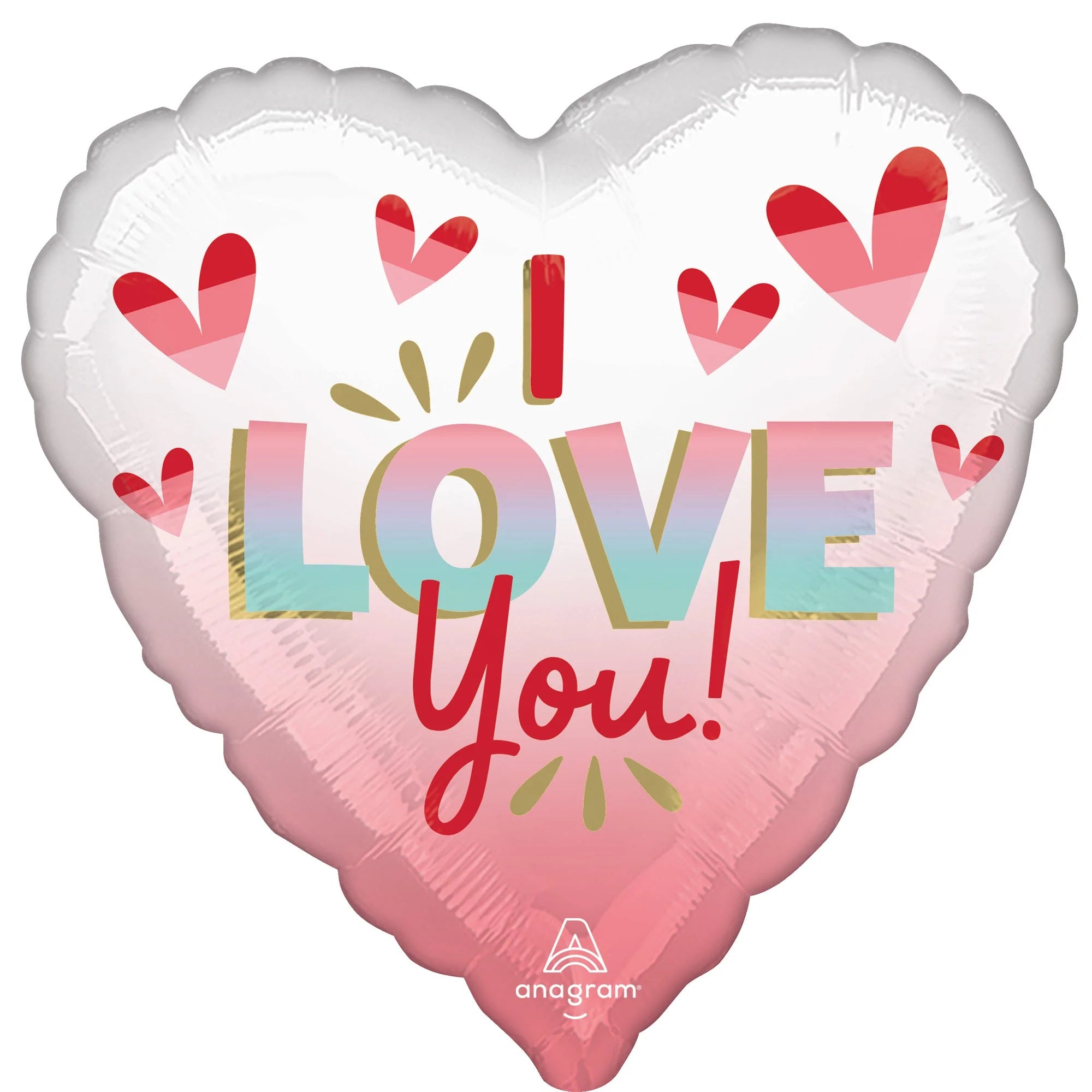 18 Inch Ombre White and Pink Heart Shaped Foil Balloon - Perfect for Valentine's Day, Anniversaries, Birthday Parties & Romantic Decorations